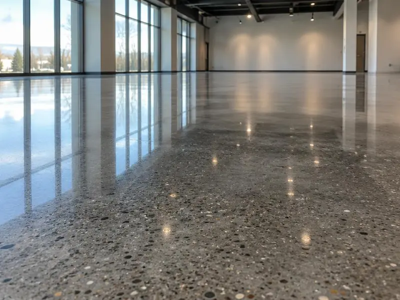 Concrete Polishing in Myrtle Beach, SC: polished concrete floor in an empty showroom